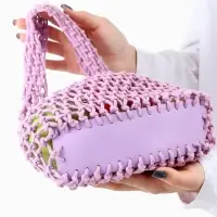 Сумка - авоська плетёная, клетка 1.5 см, лиловая