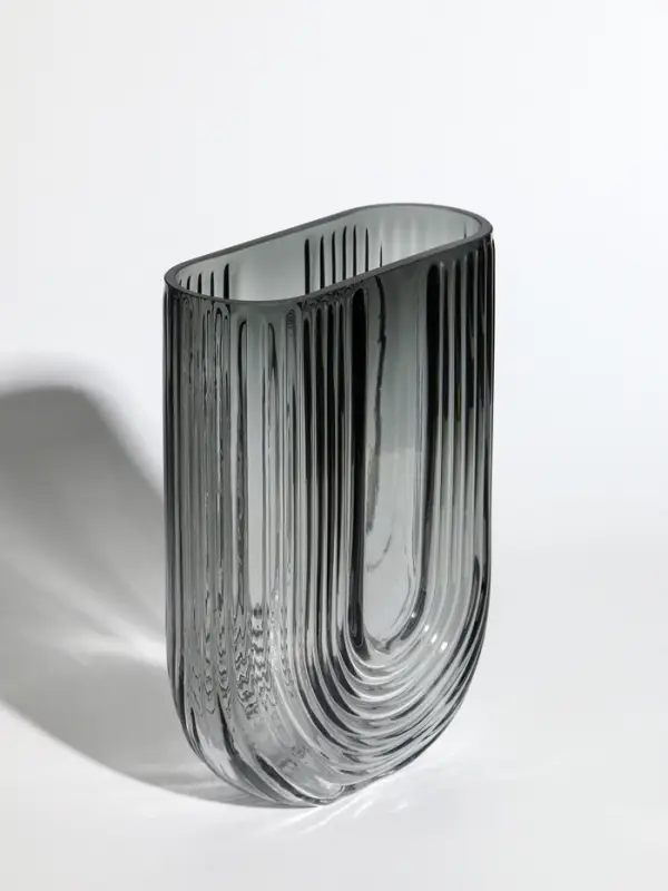 Ваза стекло настольная  Ваза стекло настольная "Айрис" 23,5х17х7 см, серый