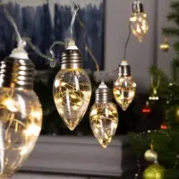 Гирлянда &laquo;Нить&raquo; 3 м с насадками &laquo;Лампочки капля&raquo;, IP20, прозрачная нить, 80 LED, свечение тёплое белое, 8 режимов, 220 В