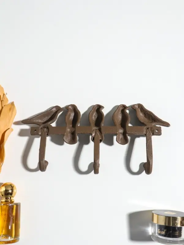 Крючки настенные &laquo;Пять птиц&raquo;, ключница декоративная, чугун, 27.5&times;13&times;4.5 см