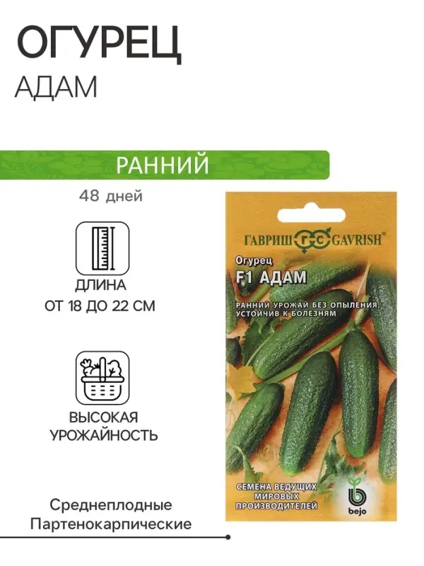 Семена Огурец &laquo;Адам&raquo;, F1, 5 шт., &laquo;Гавриш&raquo;