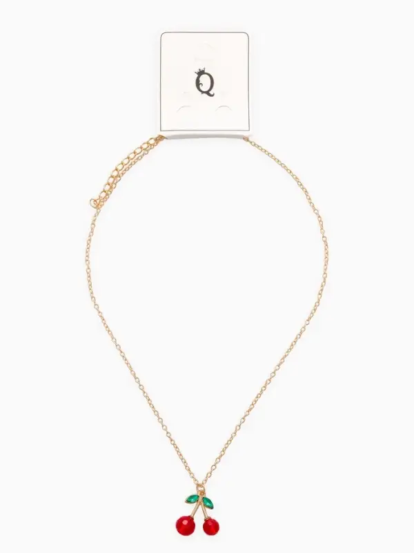 Кулон на цепочке &laquo;Вишенка граненая&raquo;, 44 см, d=10 и 6, красный в золоте