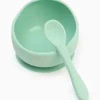 Тарелка детская на присоске и ложка, бирюзовый, Mum&Baby Тарелка детская на присоске и ложка, бирюзовый, Mum&Baby