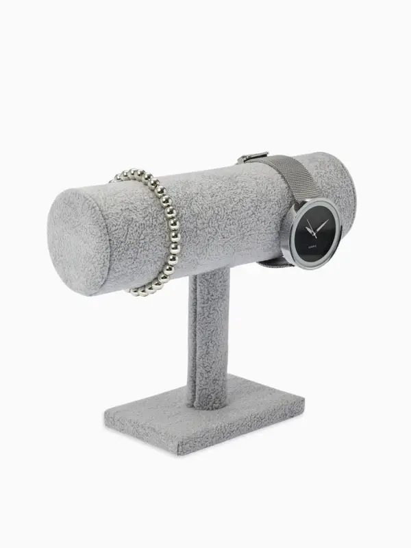Подставка для часов, браслетов, цепочек &laquo;Мини&raquo;, флок, 16&times;6&times;14 см, d=5 см, цвет серый