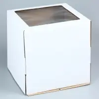 Коробка под торт, с окном, белая, 30&times;30&times;30 см