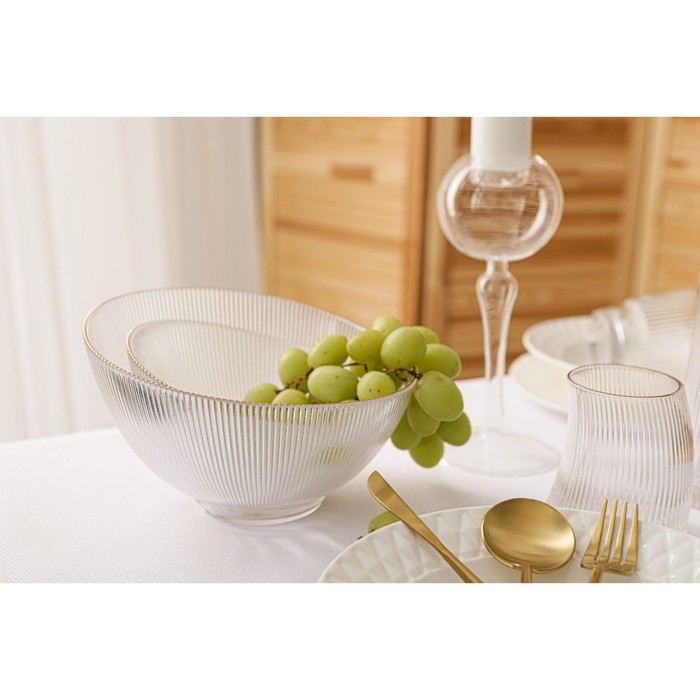 Салатник стеклянный «Орион», 1,7 л, d=22 см, цвет перламутровый Салатник стеклянный «Орион», 1,7 л, d=22 см, цвет перламутровый