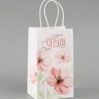 Пакет подарочный &laquo;Сердце&raquo;, цветы, 12 х 21 х 9 см