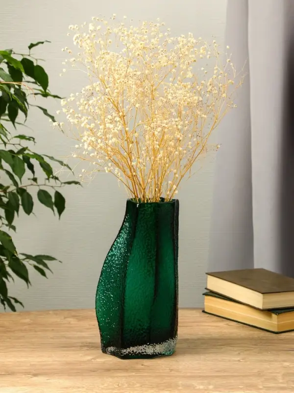 Ваза стекло настольная  Ваза стекло настольная "Дженис" 25х12х8 см, зелёный