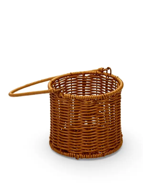 Корзина пластик 14 х 14 х 12 см, ручка17 см металл каркас коричневый