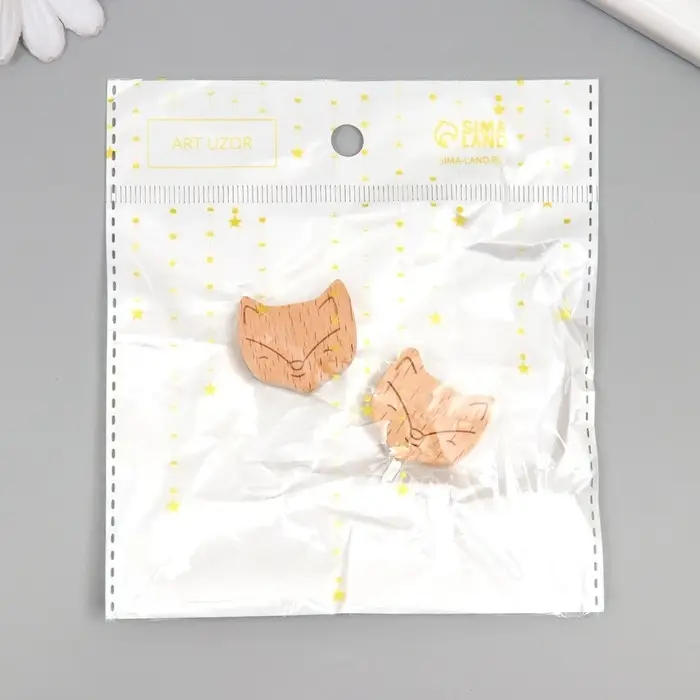 Бусина для творчества дерево "Лисенок" 2,8х2,5 см