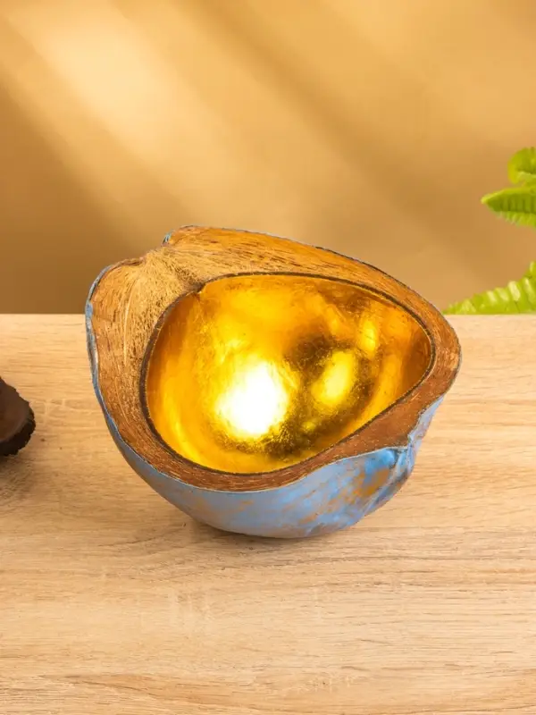 Чаша из кокоса, 22×19×10 см, сине-золотая Чаша из кокоса, 22×19×10 см, сине-золотая