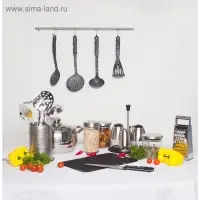 Ложка гарнирная Доляна &laquo;Мрамор&raquo;, 30.5 см, чёрная