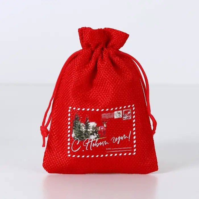 Мешочек новогодний подарочный с термонаклейкой «Письмо», 10 х 14 см +/- 1.5 см Мешочек новогодний подарочный с термонаклейкой «Письмо», 10 х 14 см +/- 1.5 см