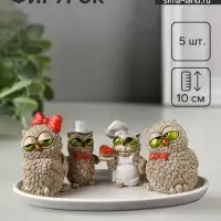 Набор фигурок &laquo;4 совы на подносе&raquo;, 23.5&times;13&times;10 см, бежевый
