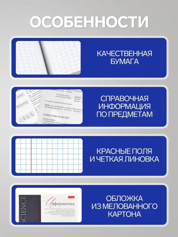 Предметная тетрадь по информатике Hatber &laquo;Буквица&raquo;, 48 листов, в клетку, со справочным материалом, обложка из мелованного картона