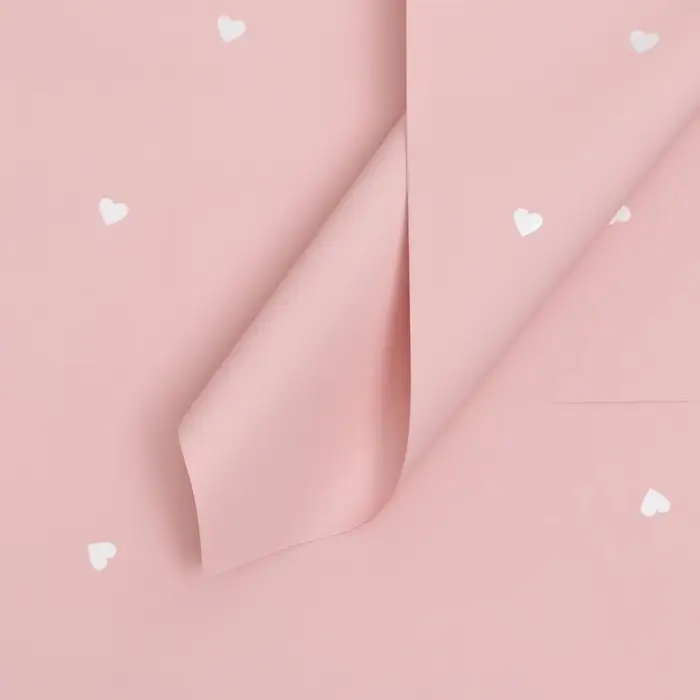 Плёнка в листах для цветов и декора, 58×58±5% см, «Сердечки», нежно - персиковая, 65 мкм