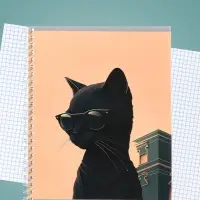 Тетрадь 48 листов в клетку на гребне, Calligrata &laquo;Чёрный Кот&raquo;, МИКС