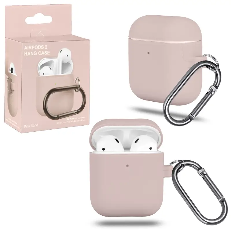 Чехол APods 1/2 Hang Silicon Case с карабином Pink sand
