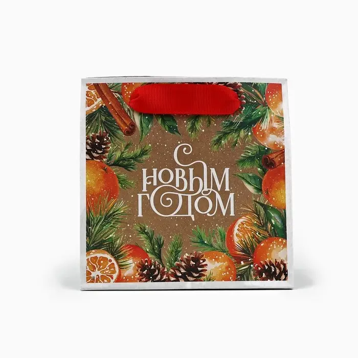 Пакет подарочный новогодний крафтовый квадратный «С Новым годом», 14 х 14 х 9 см Пакет подарочный новогодний крафтовый квадратный «С Новым годом», 14 х 14 х 9 см