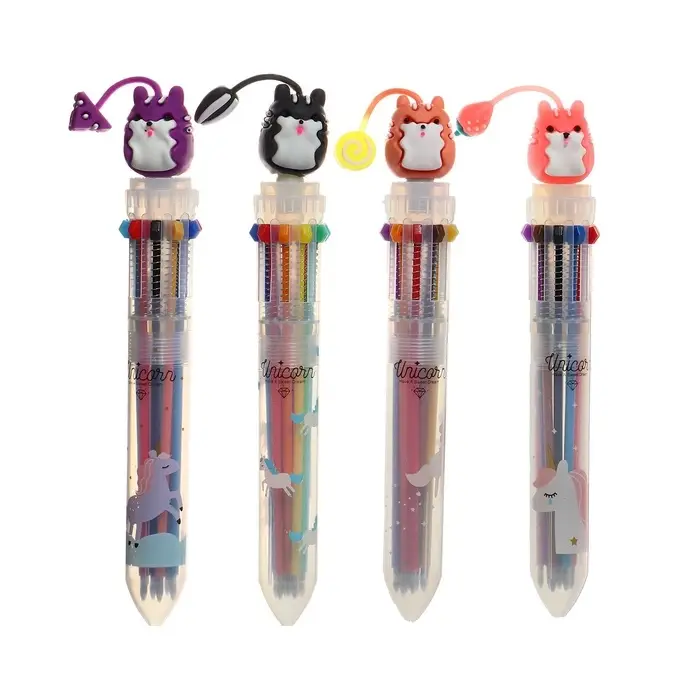 Ручка шариковая Calligrata &laquo;Зверушки&raquo;, автоматическая, 10-цветная, корпус с рисунком, МИКС