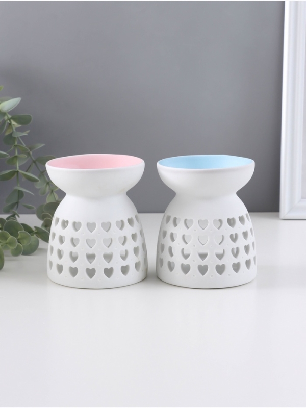 Аромалампа керамика  Аромалампа керамика "Узор из сердец" белый МИКС 8х8х9,3 см