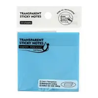 Блок с липким краем 76&times;76 мм, 50 листов, прозрачный синий, перламутр, пластик