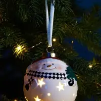 Ёлочный шар с подсветкой &laquo;Снеговик&raquo;, 10&times;8.6&times;8.6 см, 1 LED, керамика, от батареек LR44&times;3, керамика, свечение тёплое белое