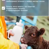 Бутылка для выпойки телят, 2 л, с ручкой, пластик, белая