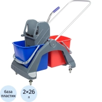 Тележка уборочная с отжимным прессом 100,2x50x81,5см 2х26л AF08092