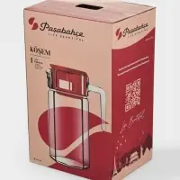 Кувшин Paşabah&ccedil;e Kosem, 1.23 л, красная крышка, стекло, прозрачный