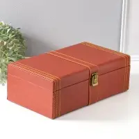 Шкатулка дерево, кожзам под 2 бутылки "Гладкая кожа" коричневая 4 предмета 34,5х20х12 см