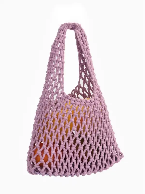 Сумка - авоська плетёная, клетка 1.5 см, лиловая