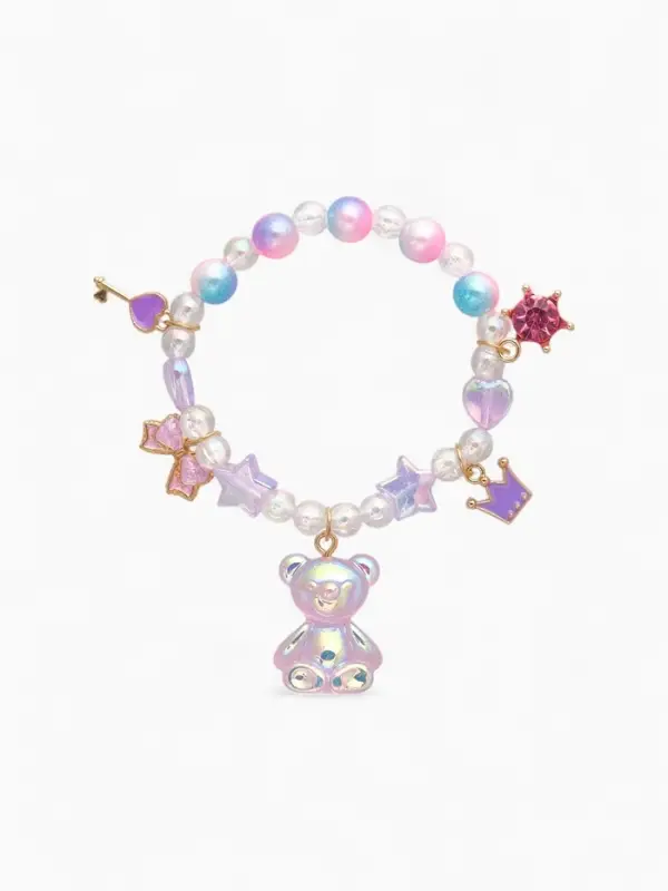 Браслет детский &laquo;Выбражулька. Мишка и звёзды&raquo;, d=5.5 см, фиолетовый