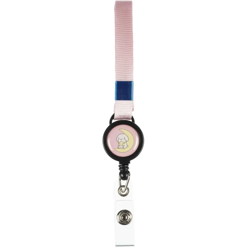 Бейдж Deli вертик.54x86 мм,жест.,держат,замок на кноп+рулетка и тесьма,роз