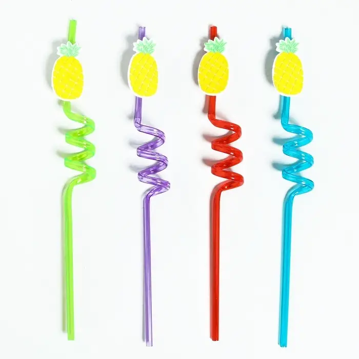 Трубочки для коктейля «Ананасы», набор, 4 шт., цвет МИКС Трубочки для коктейля «Ананасы», набор, 4 шт., цвет МИКС