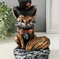 Копилка "Лиса в шляпе" 24х15 см, бронза с серебром Копилка "Лиса в шляпе" 24х15 см, бронза с серебром