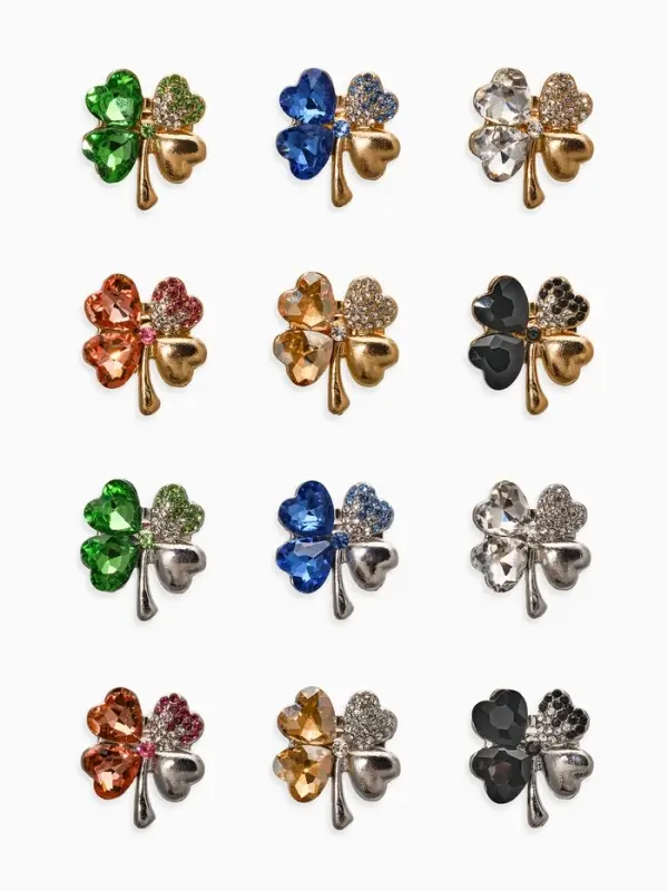 Брошь &laquo;Клевер&raquo;, МИКС, (неделимая фасовка 12 шт. цена за шт.)