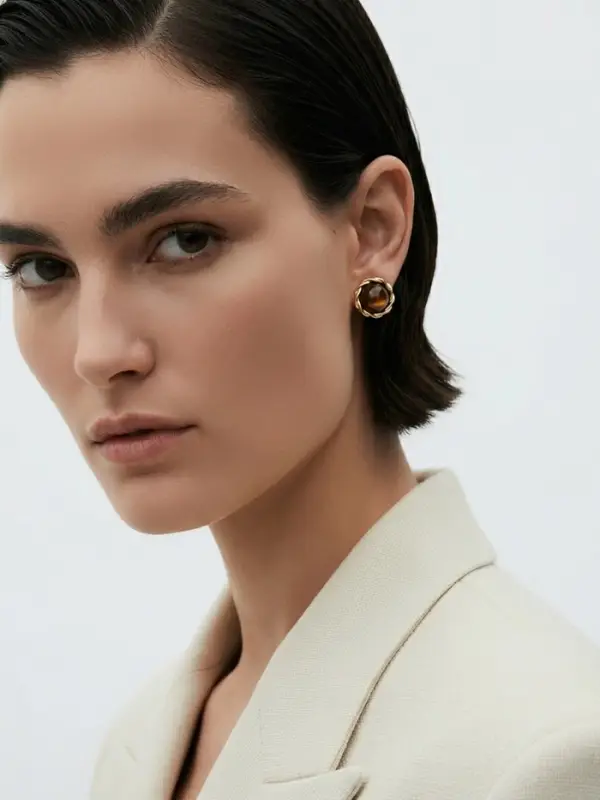 Серьги акрил &laquo;Круг с плетением&raquo;, коричневые в золоте