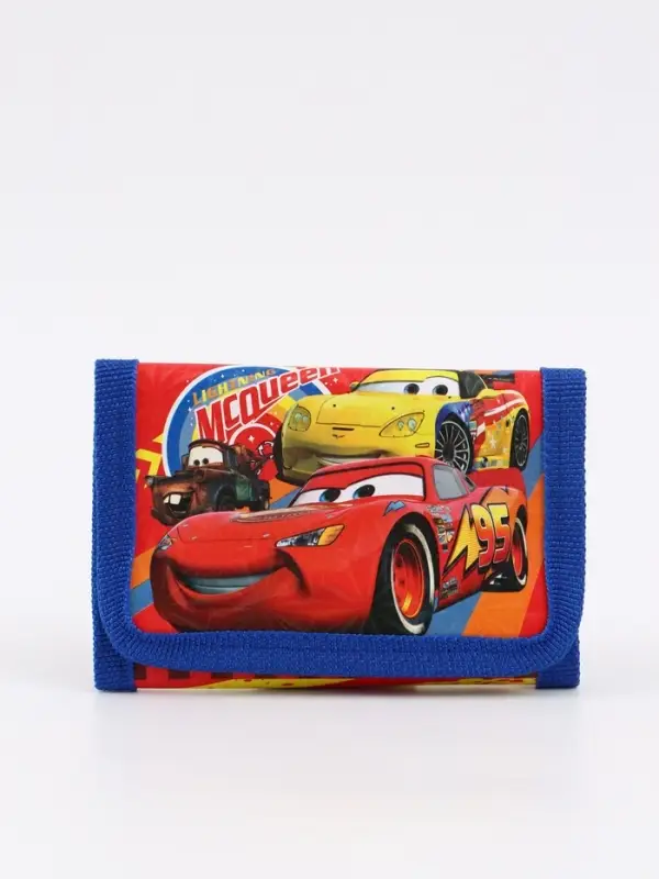 Кошелек детский на липучке, синий, Тачки