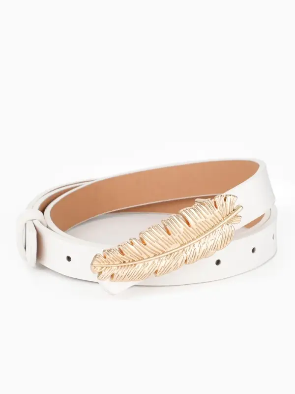 Ремень женский &laquo;Перо&raquo;, гвоздик, 2&times;110 см, без винта, белый
