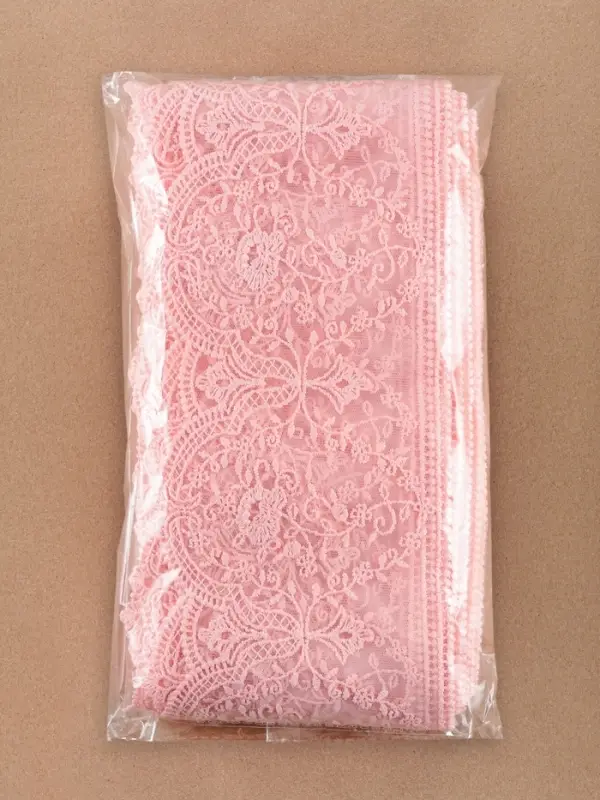 Кружево на сетке, 145 мм, 11&plusmn;1 м, нежно-розовое