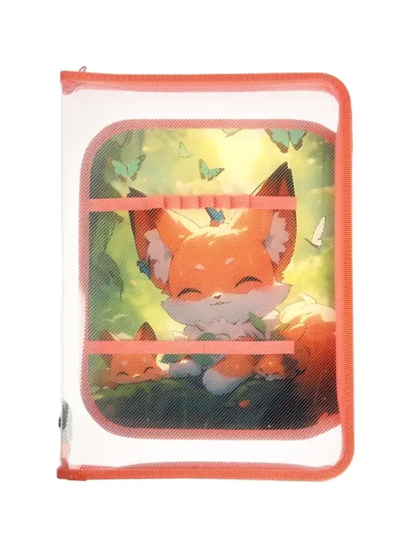 Папка для труда А4 &laquo;Лисята в лесу&raquo;, молния вокруг/откидная планка