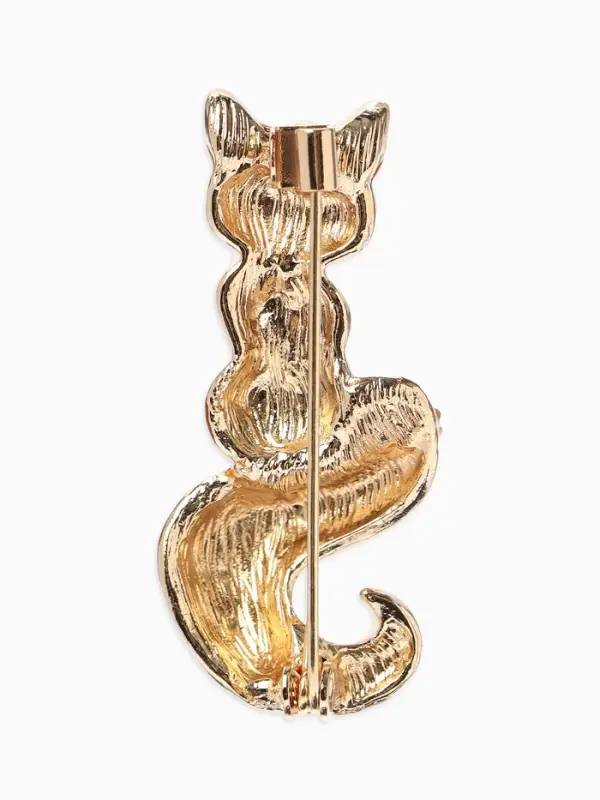Брошь &laquo;Лиса&raquo; с хвостиком, цвет бело-оранжевый в золоте