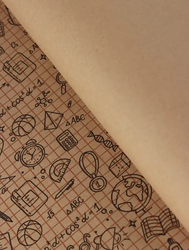 Бумага упаковочная крафт «Школьная пора», коричневый/черный на коричневом фоне 0.7×10±5%м Бумага упаковочная крафт «Школьная пора», коричневый/черный на коричневом фоне 0.7×10±5%м