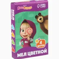 Мелки цветные школьные, 4 шт. «Маша и медведь», прямоугольные