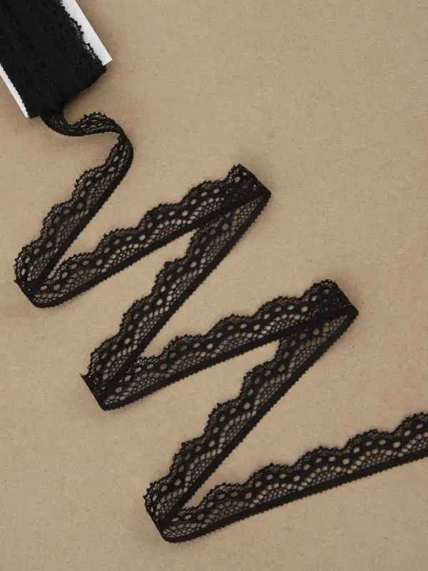 Кружево эластичное, 17 мм, 10&plusmn;1 м, чёрное