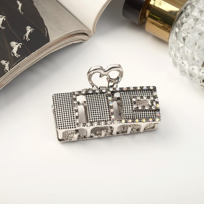 Краб для волос Краб для волос "Оливия люкс" геометрия прямой, 5,5 см, серебро