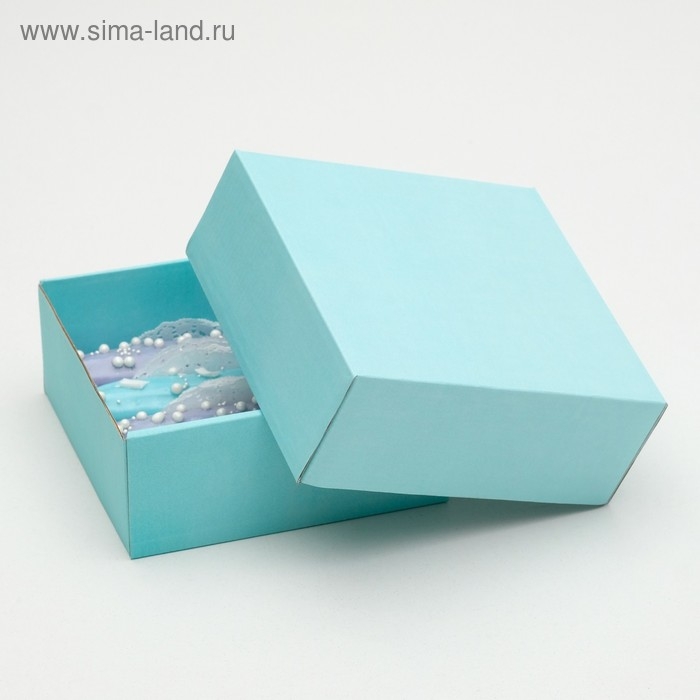 Коробка сборная, крышка-дно, голубая, 14,5 х 14,5 х 6 см Коробка сборная, крышка-дно, голубая, 14,5 х 14,5 х 6 см