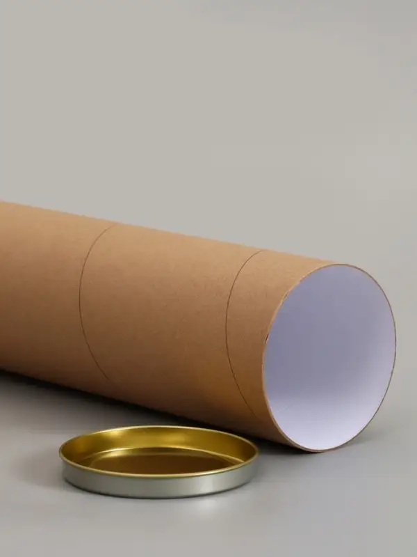 Тубус 92&times;340 мм (320 мм внутр. высота), под бутылку/футболку, картон, металлическая крышка