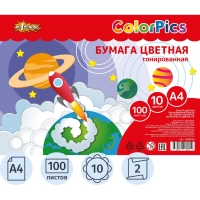 Бумага цветная Комус Класс 100л, 10цв, тонированная в массе, пакет